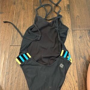 Jolyn Clothing Black and Blue One Piece Swimsuit